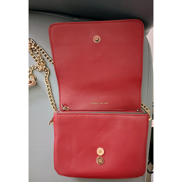 Fiorelli Floral Ladybug Print Burgundy Crossbody Purse Handbag Small Chain Strap - Picture 4 of 5